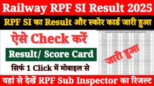 Railway RPF Sub Inspector SI Result 2025