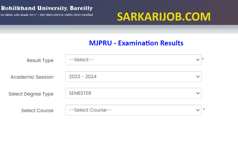 MJPRU Result 2024 OUT Mjpruiums.in UG And PG ODD Semester Marksheet