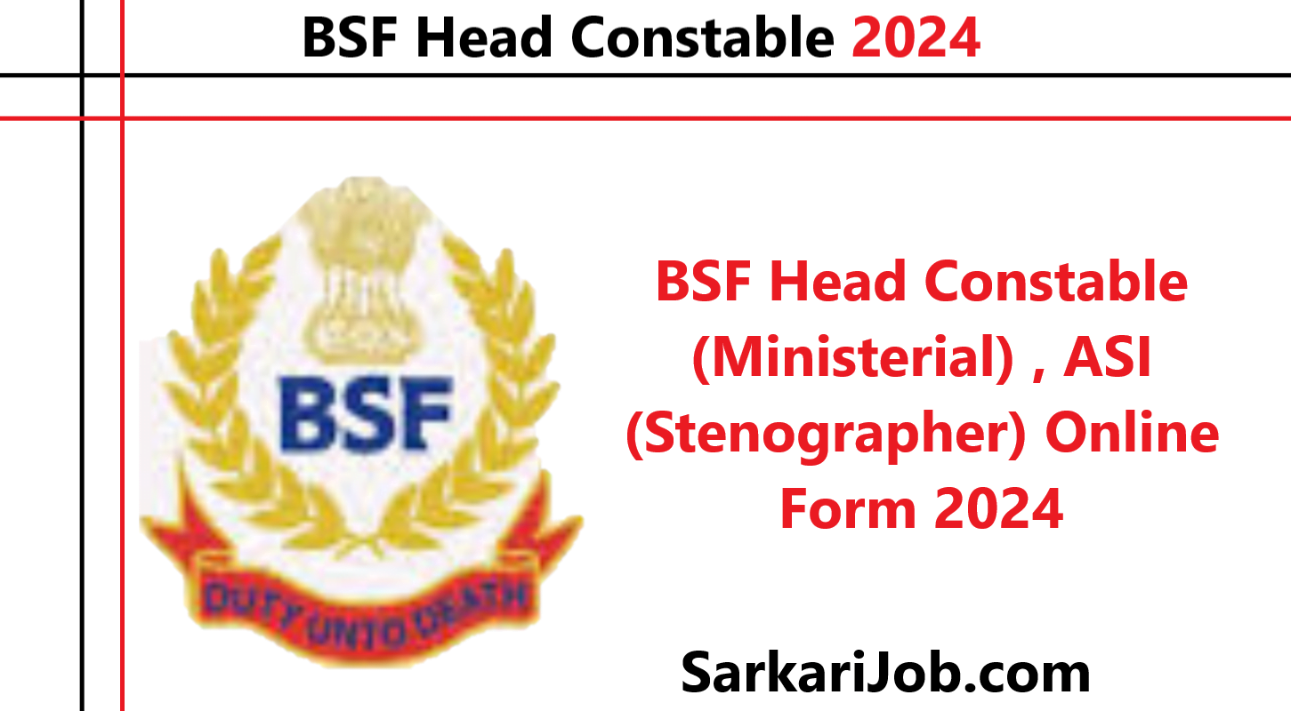 BSF Head Constable (Ministerial) , ASI (Stenographer) Online Form 2024