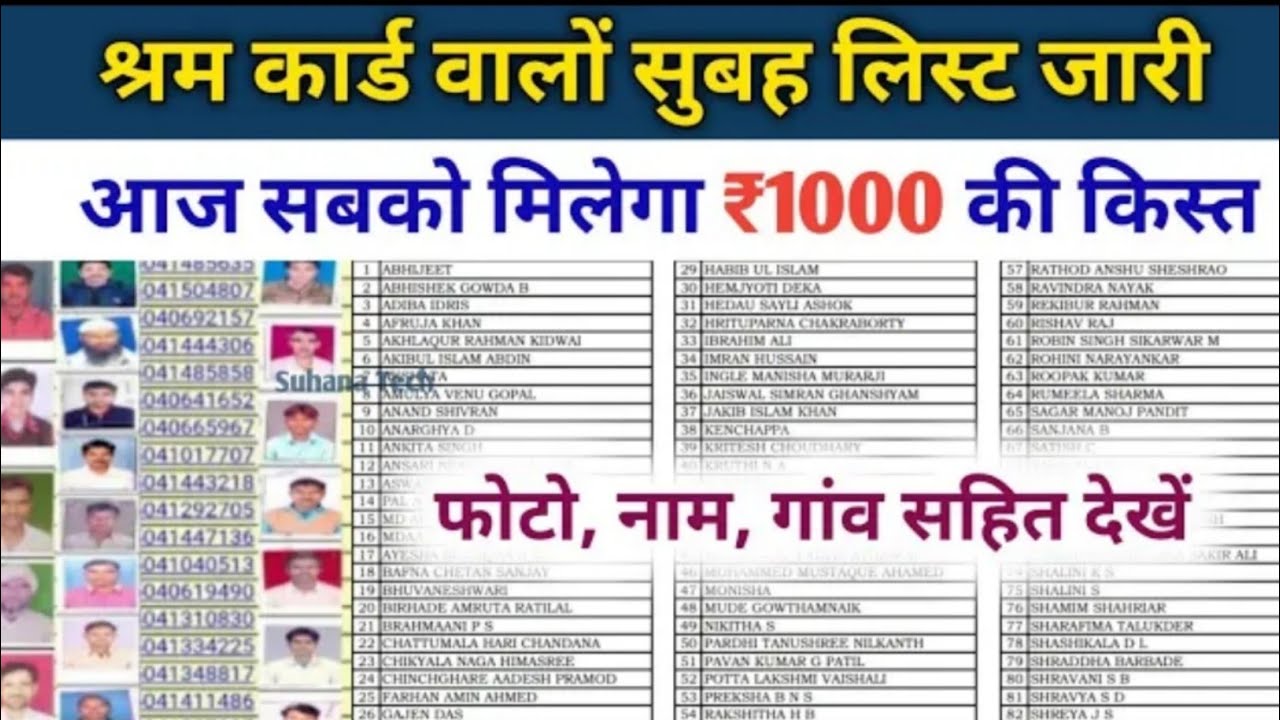 E Shram Card New List